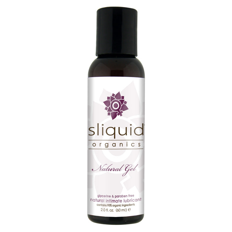 Sliquid Organics Natural Gel, an aloe vera-based lubricant in a sleek bottle, ideal for anal play with organic ingredients.