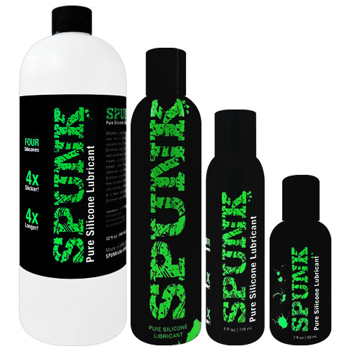 Spunk Pure Silicone Lubricant bottle with a sleek design, showcasing its high-quality silicone-based formula for enhanced intimacy.