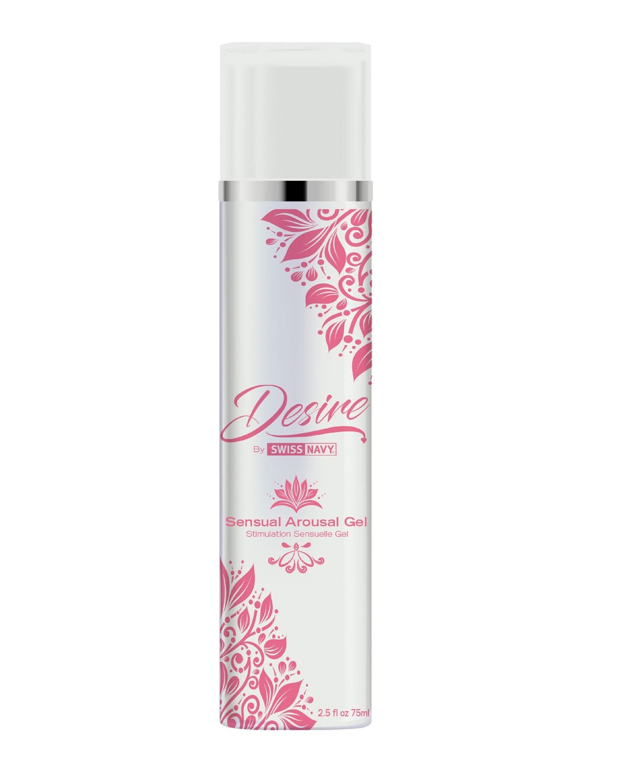 Swiss Navy Desire Sensual Arousal Gel bottle with a sleek design, showcasing its luxurious appeal for enhancing intimacy.