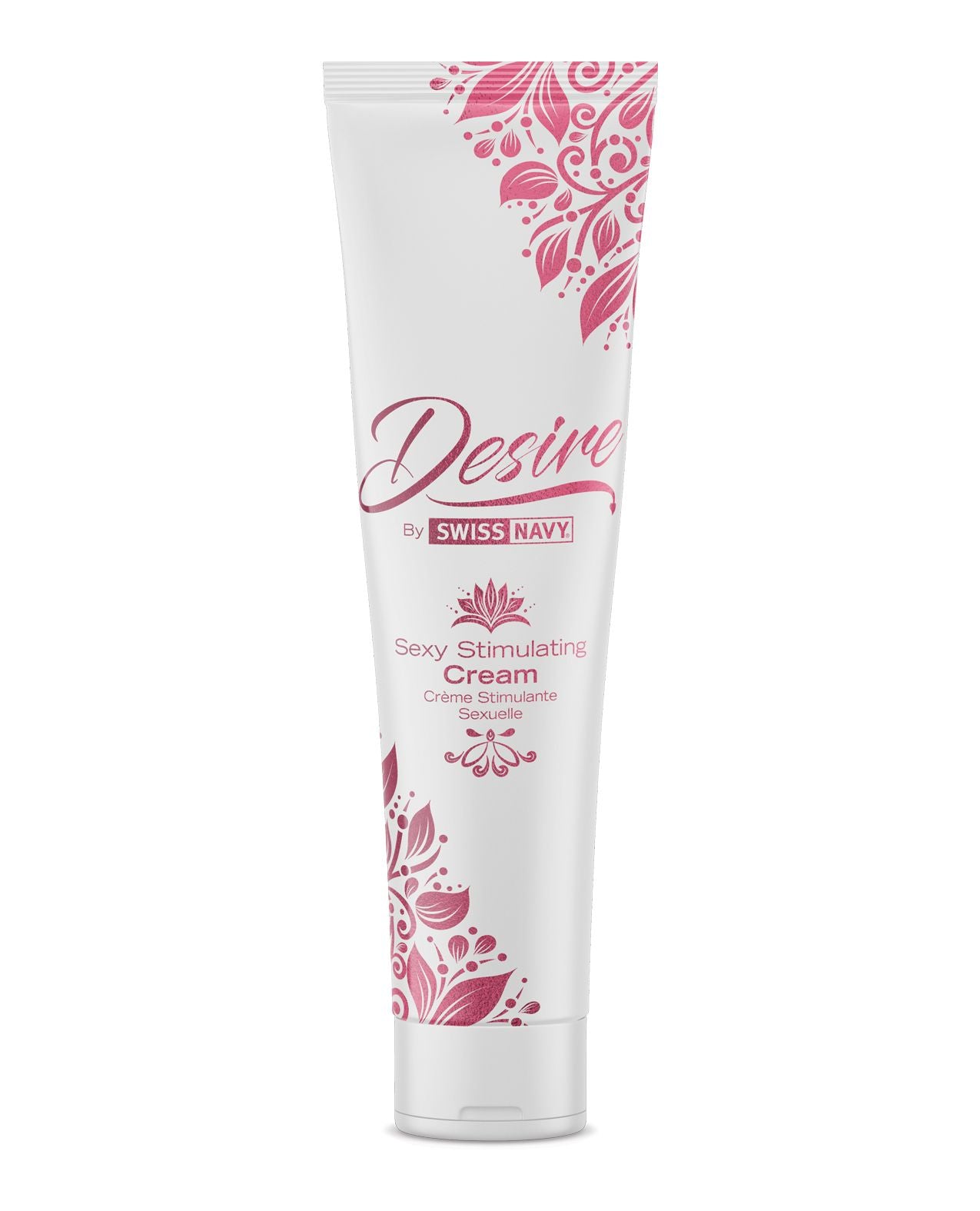 Swiss Navy Desire Sexy Stimulating Cream in a sleek tube, designed for enhancing sensuality and excitement for women.