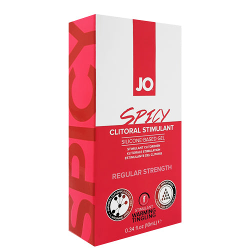 System JO SPICY Clitoral Stimulant 10ml bottle with a sleek design, showcasing its unique formula for enhanced pleasure.