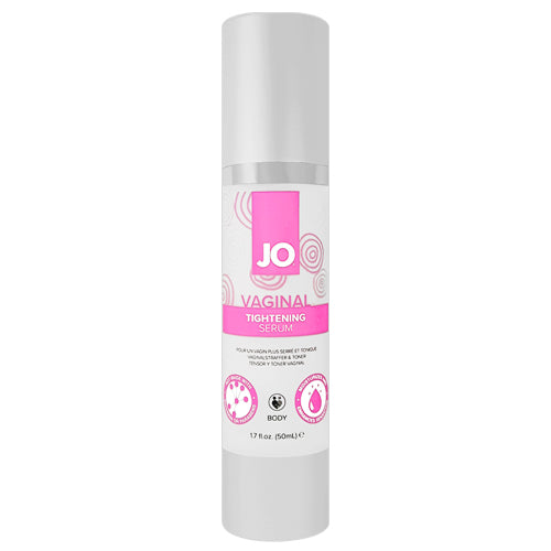 System JO Vaginal Tightening Serum 50ml bottle with a sleek design, showcasing its premium quality for enhancing intimacy.