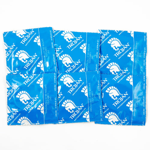 Trojan ENZ lubricated condoms in packaging, showcasing their classic design and natural rubber latex material.