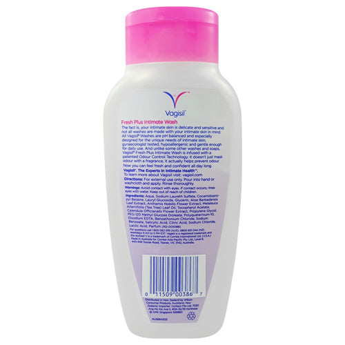 Vagisil Fresh Plus Intimate Wash 240ml bottle with a soothing feminine wash formula, designed for daily use and sensitive skin.