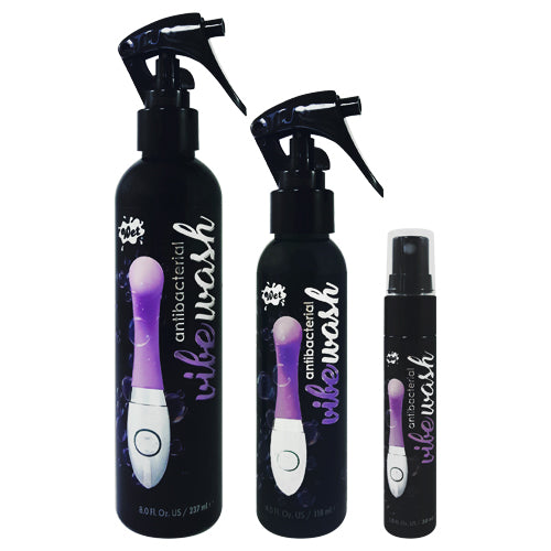 Wet Antibacterial VibeWash Cleanser spray bottle with a sleek design, suitable for cleaning sexual toys.