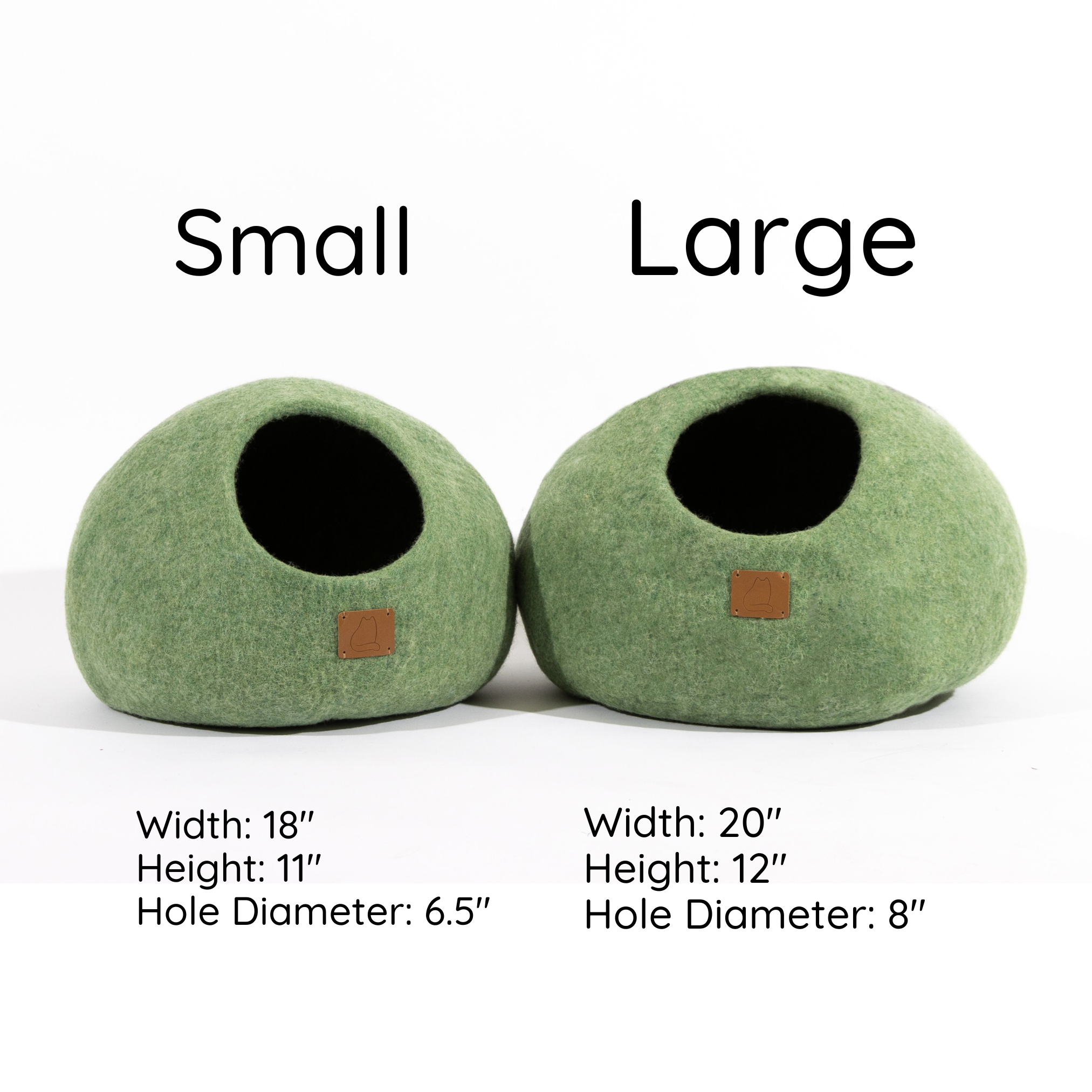 Citrus Green round style cat cave bed made from luxurious felted wool, featuring a peekaboo design for cats to relax and play.