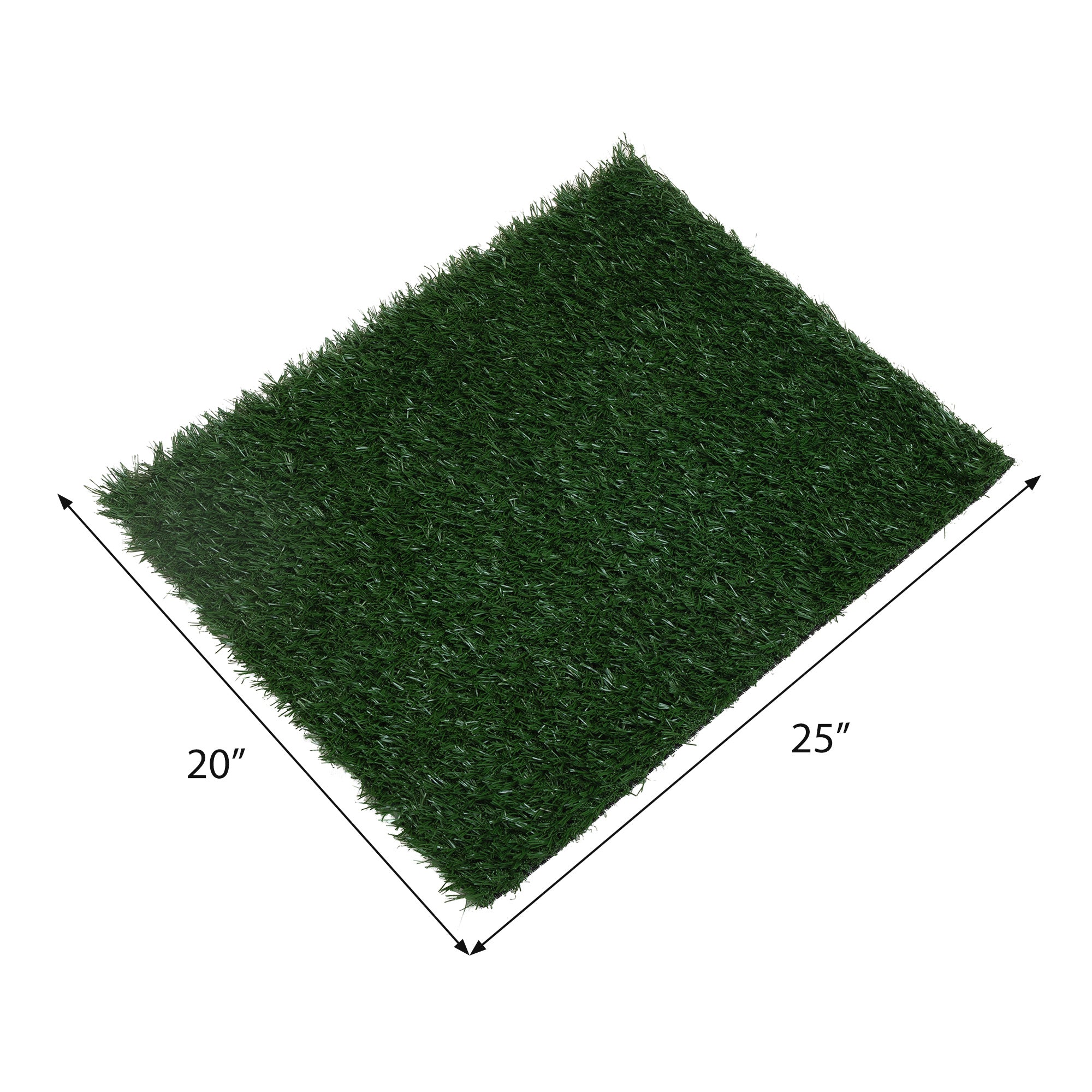 Two green dog grass mats designed for indoor potty training, made from durable PE material.