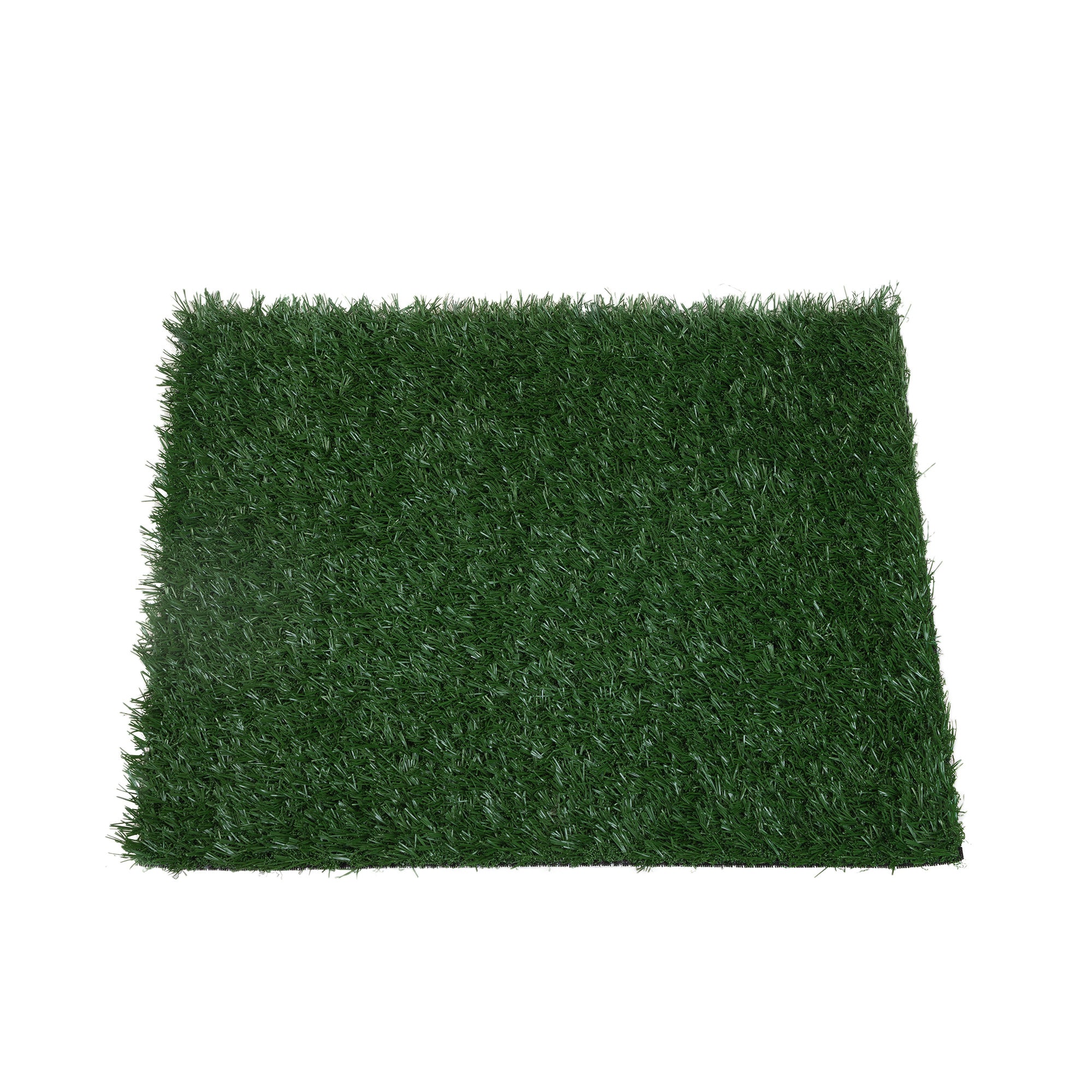 Two green dog grass mats designed for indoor potty training, made from durable PE material.