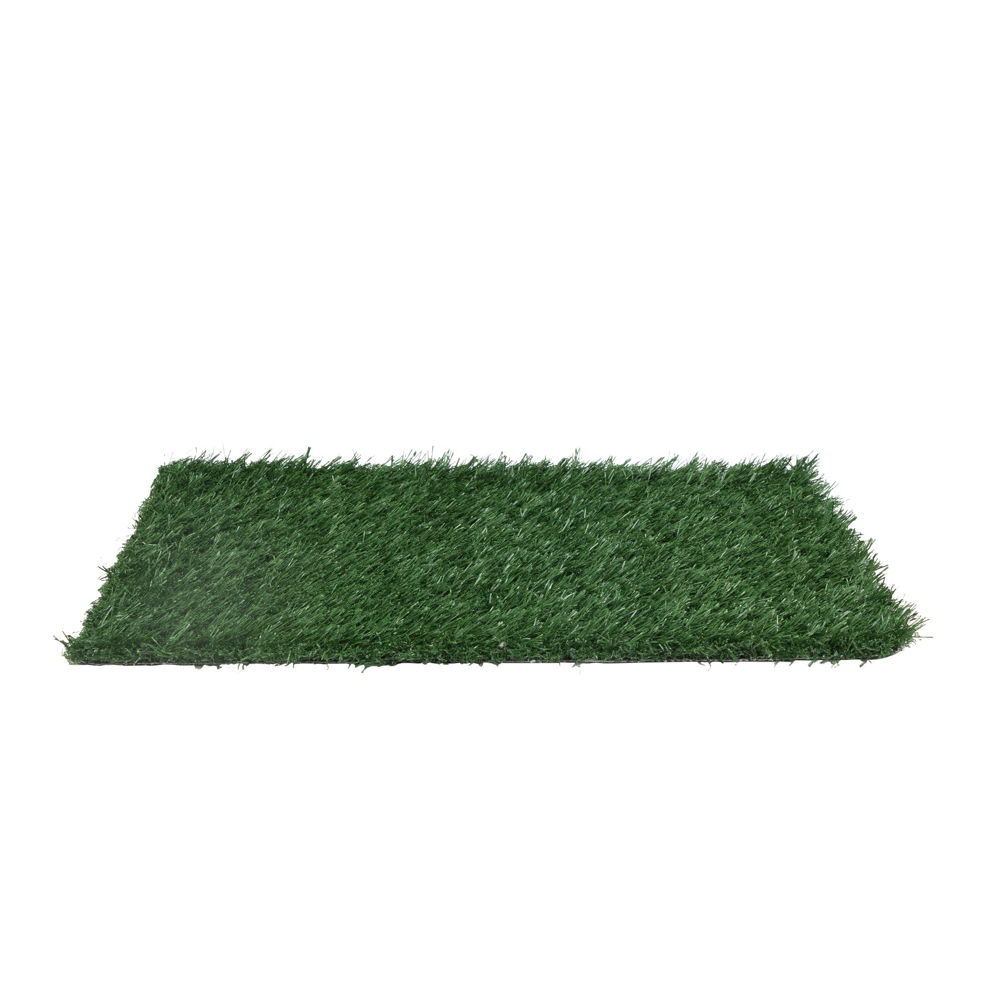 Two green dog grass mats designed for indoor potty training, made from durable PE material.