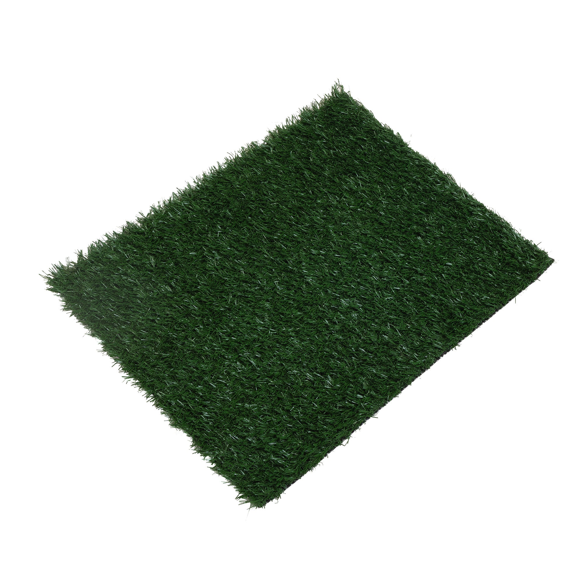 Two green dog grass mats designed for indoor potty training, made from durable PE material.