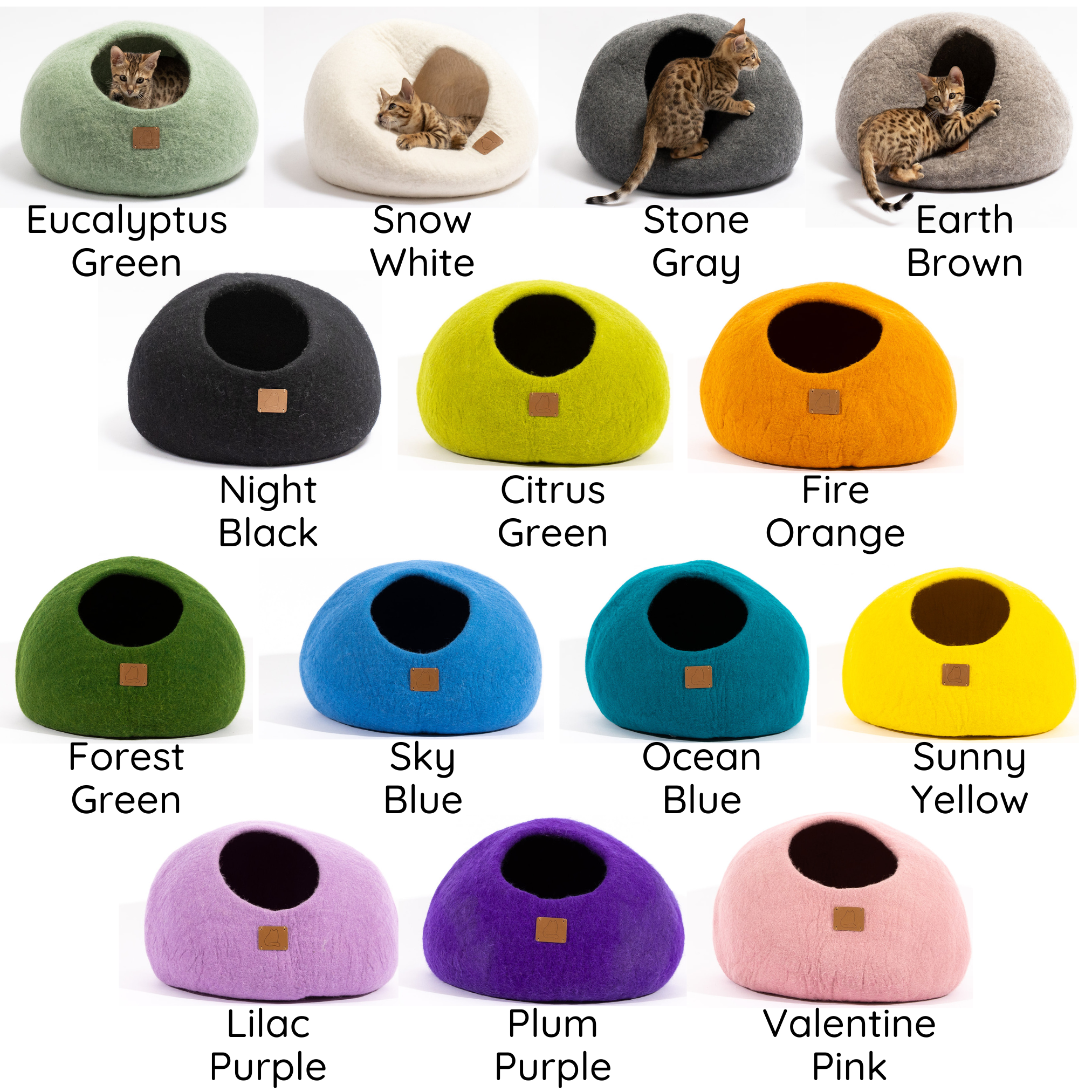 Earth Brown round style cat cave bed made from luxurious felted wool, designed for comfort and style, suitable for all cat sizes.