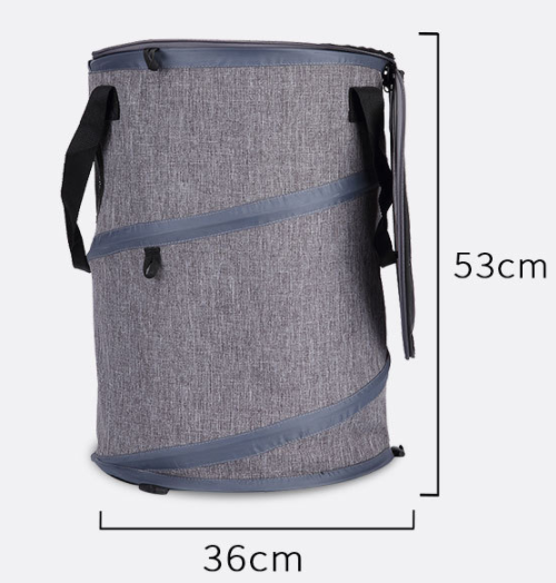 Foldable Pet Cat Carrier Bag in gray, featuring a skylight design, spacious interior for pets, and multiple storage pockets for travel essentials.