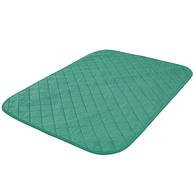 Natural Bamboo Fiber Pet Fixed-point Training Dog Pad in green and beige colors, showcasing its lightweight and portable design for pets.