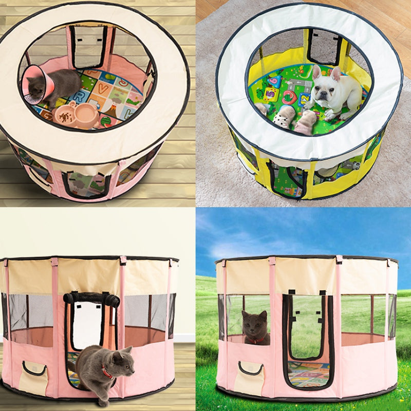 A stylish Portable Pet House made of durable Oxford cloth, featuring a detachable window and breathable net design, suitable for dogs and cats.