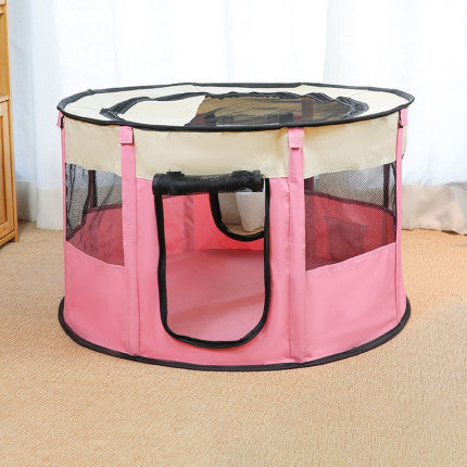 A stylish Portable Pet House made of durable Oxford cloth, featuring a detachable window and breathable net design, suitable for dogs and cats.