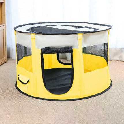 A stylish Portable Pet House made of durable Oxford cloth, featuring a detachable window and breathable net design, suitable for dogs and cats.