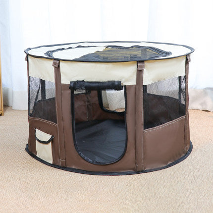 A stylish Portable Pet House made of durable Oxford cloth, featuring a detachable window and breathable net design, suitable for dogs and cats.