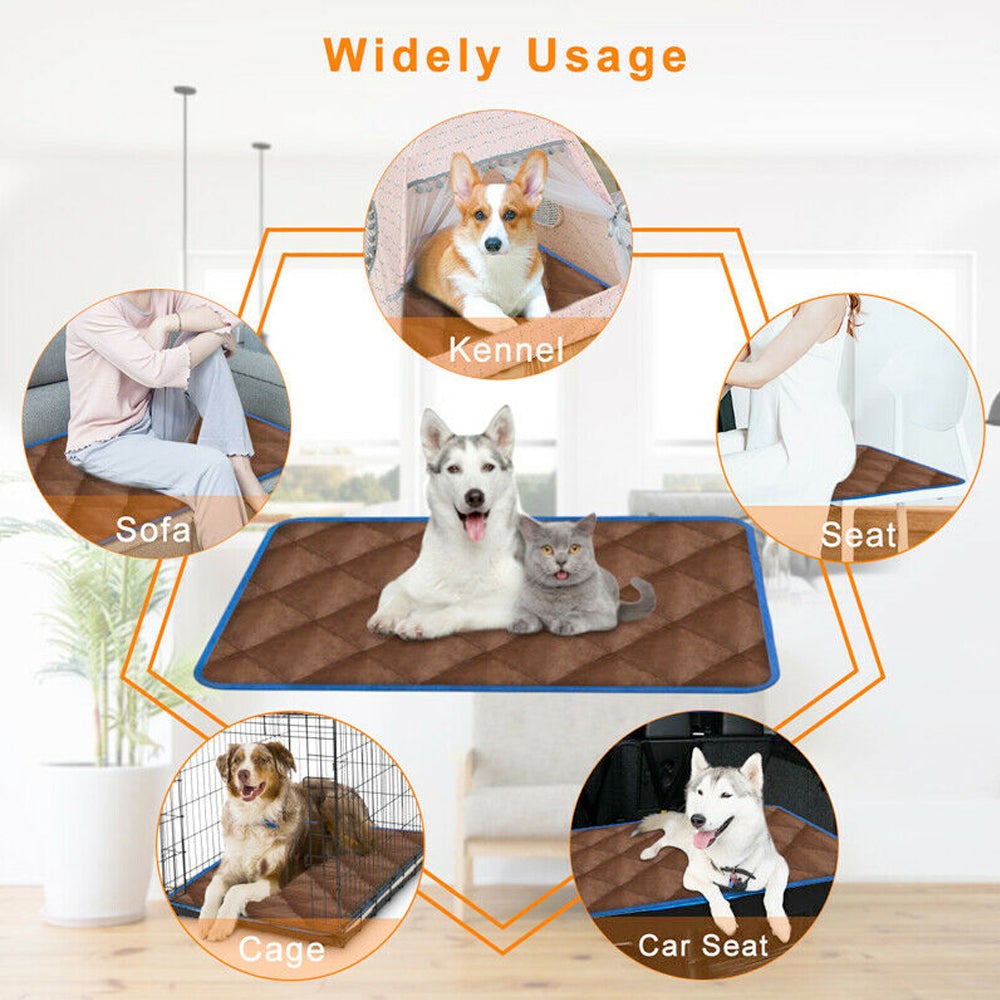 Self heating thermal mattress bed for dogs and cats, featuring a durable brown cotton exterior, designed for comfort and warmth.