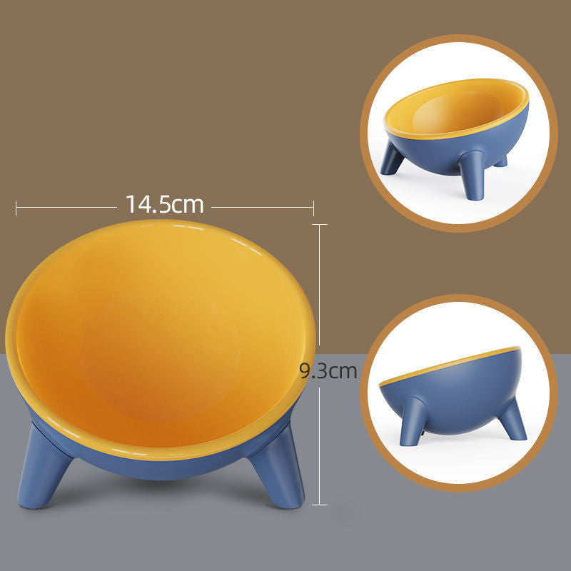 Cat Dog Bowl with Stand in various colors, showcasing its durable design and tilted feeding feature.