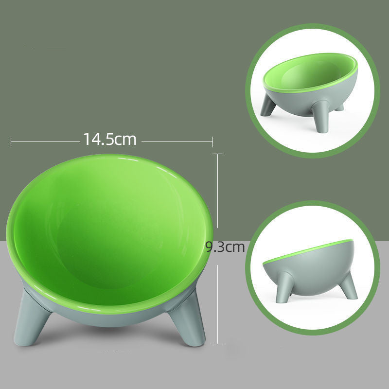 Cat Dog Bowl with Stand in various colors, showcasing its durable design and tilted feeding feature.