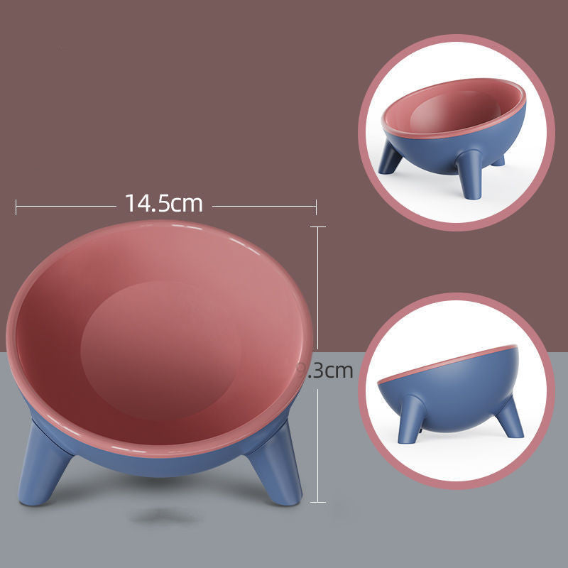 Cat Dog Bowl with Stand in various colors, showcasing its durable design and tilted feeding feature.