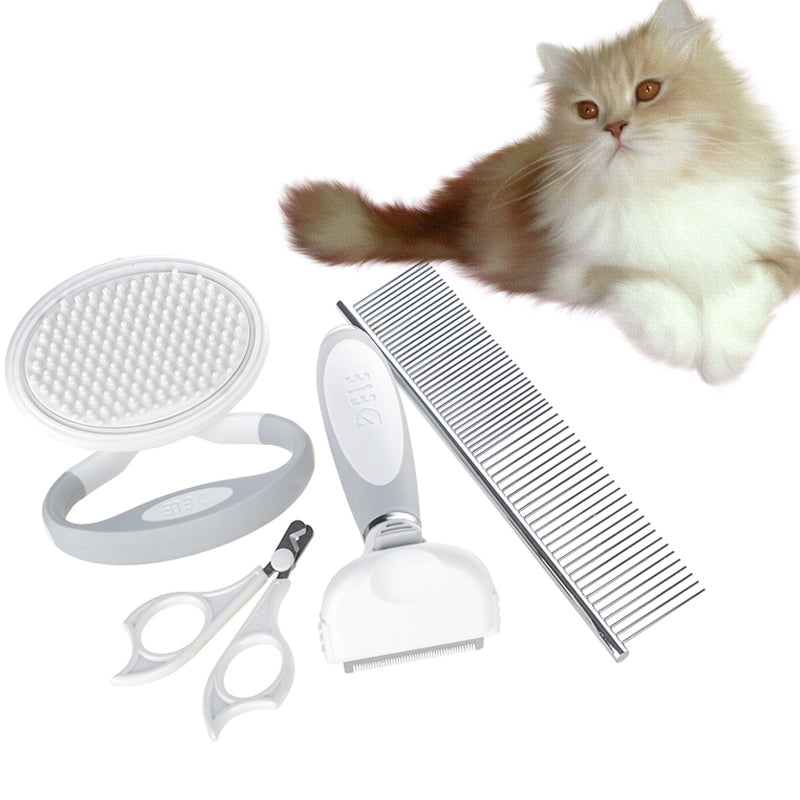 Cats Wool Pet Hair Deshedding Brush Set featuring a de-shedding brush, de-matting tool, and regular comb for effective grooming.