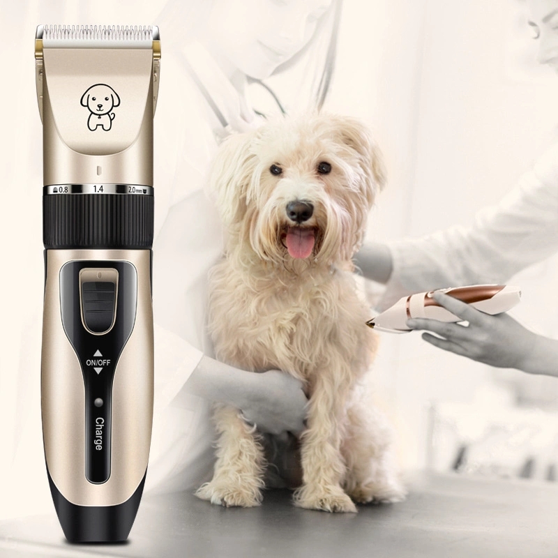 Professional Dog Shaver with titanium ceramic blades and grooming accessories for pet care.