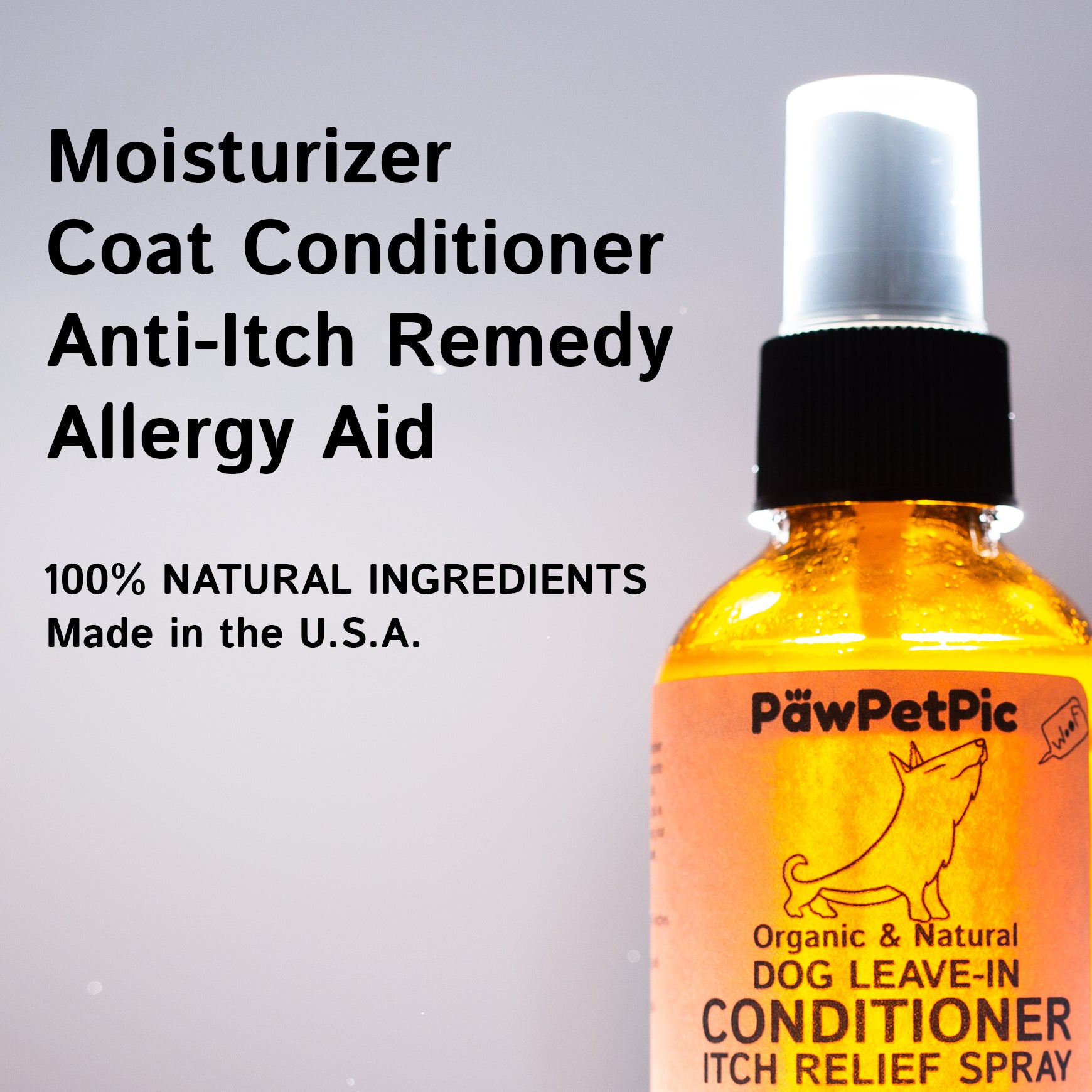 A premium dog skin conditioner bottle alongside a soothing paw and nose balm, designed for sensitive skin and paws.