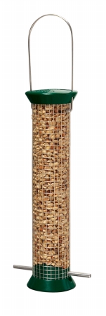 Peanut bird feeder with handle.