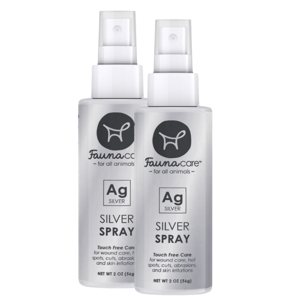 Fauna Care Silver Spray 2oz bottle for wound care and skin treatment.