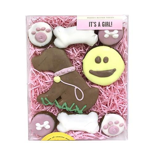 For the Princess Box filled with peanut butter treats for puppies, featuring a cute design and colorful yogurt coating.