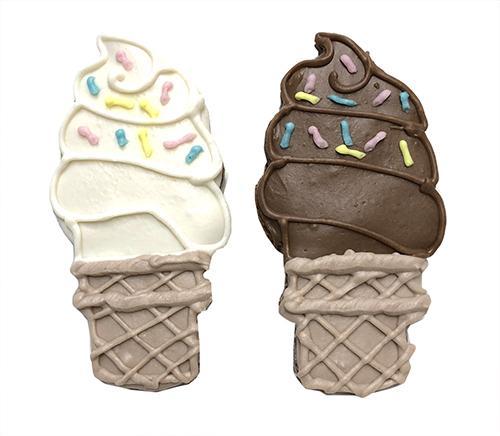 A colorful assortment of Ice Cream Cones made from peanut butter, featuring a yogurt coating and vibrant vegetable coloring, perfect for pets.