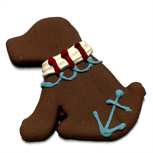 Nautical Dog treat featuring a life preserver design, made with peanut butter and natural ingredients, perfect for dogs.