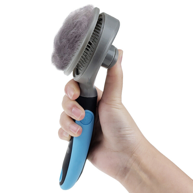 SPA Pet Hair Removing Comb with sticky roller mechanism for automatic hair removal while grooming dogs.