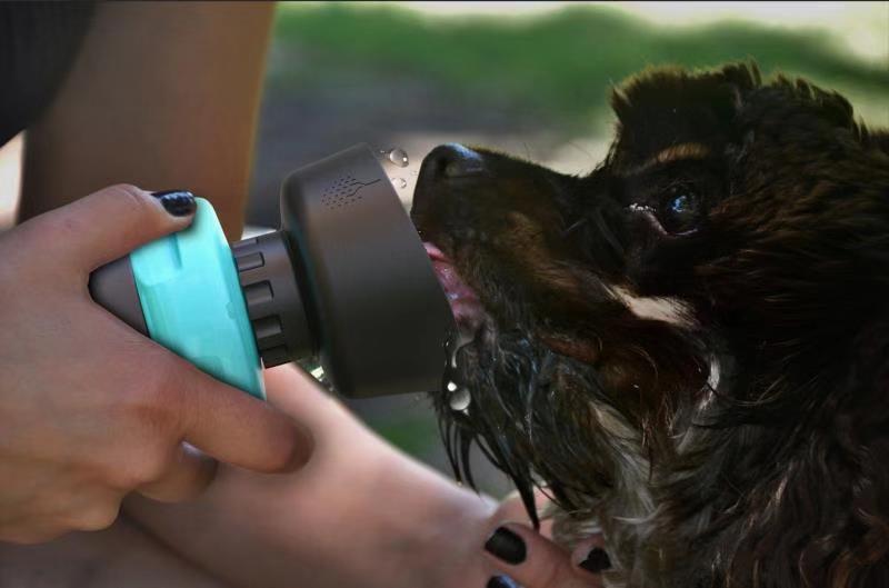 Pet Outdoor Foldable Bottle Dog Travel Water Bottle in blue, featuring a built-in bowl and leak-proof design, perfect for outdoor adventures.