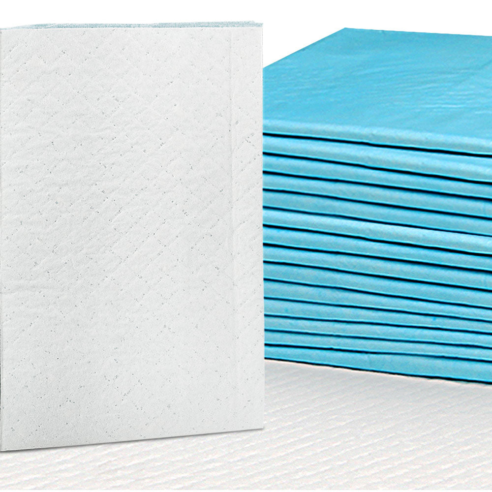 A pack of 200 iPet Pet Training Pads, featuring a blue color and five-layer construction for maximum absorption and leakproof protection.