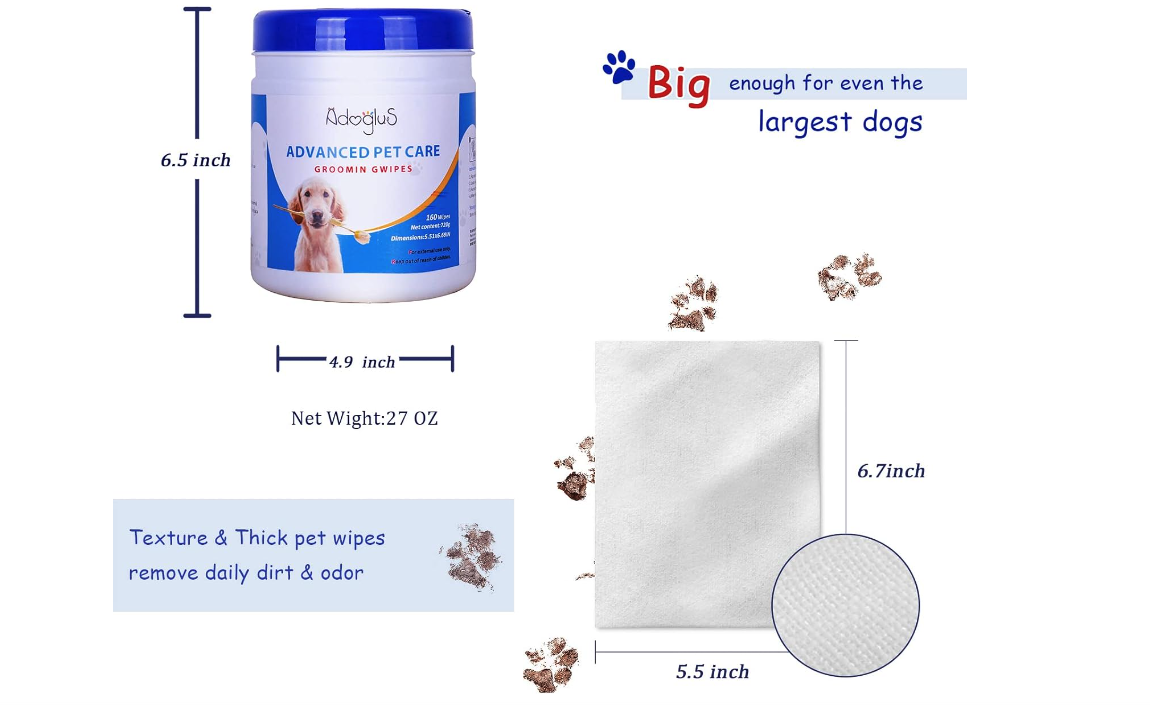 A pack of Pet Wipes with cotton swabs, designed for cleaning pets, featuring a soft texture and portable packaging.