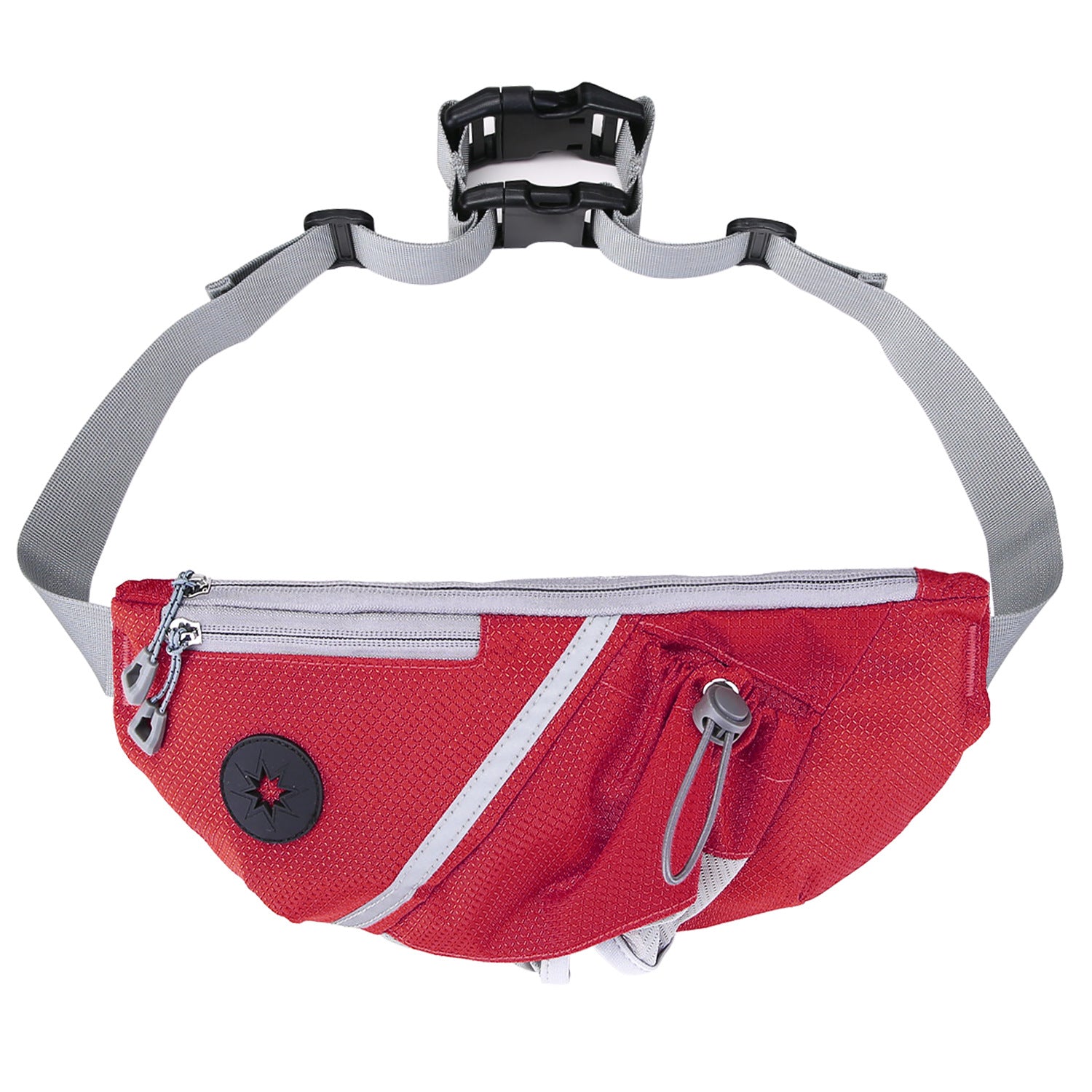 Portable Pet Dog Training Bag in various colors, featuring a double buckle design for hands-free convenience.