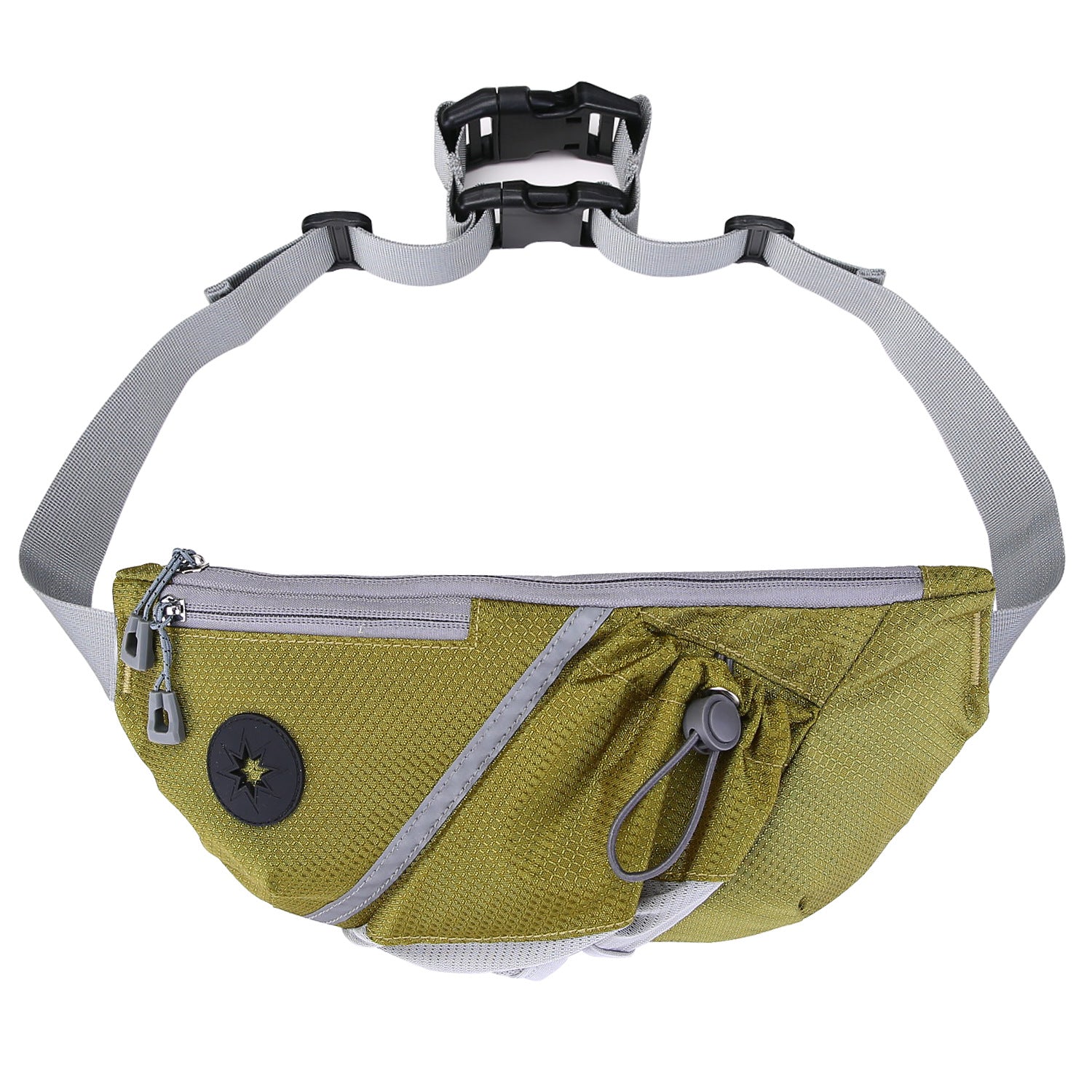 Portable Pet Dog Training Bag in various colors, featuring a double buckle design for hands-free convenience.