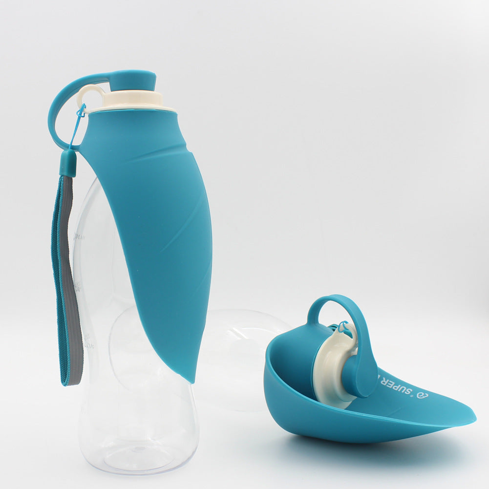 Portable Pet Water Dispenser Feeder in various colors, showcasing its flip cup design and lightweight structure.