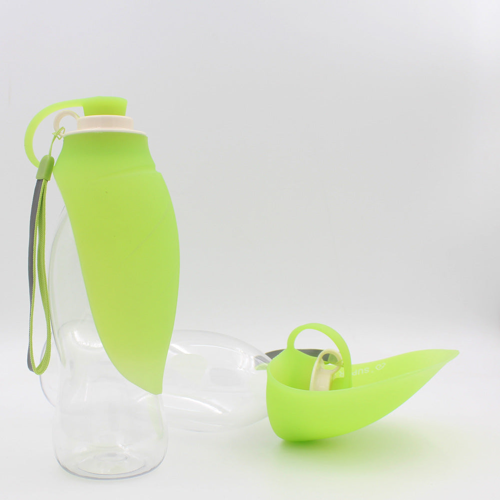 Portable Pet Water Dispenser Feeder in various colors, showcasing its flip cup design and lightweight structure.