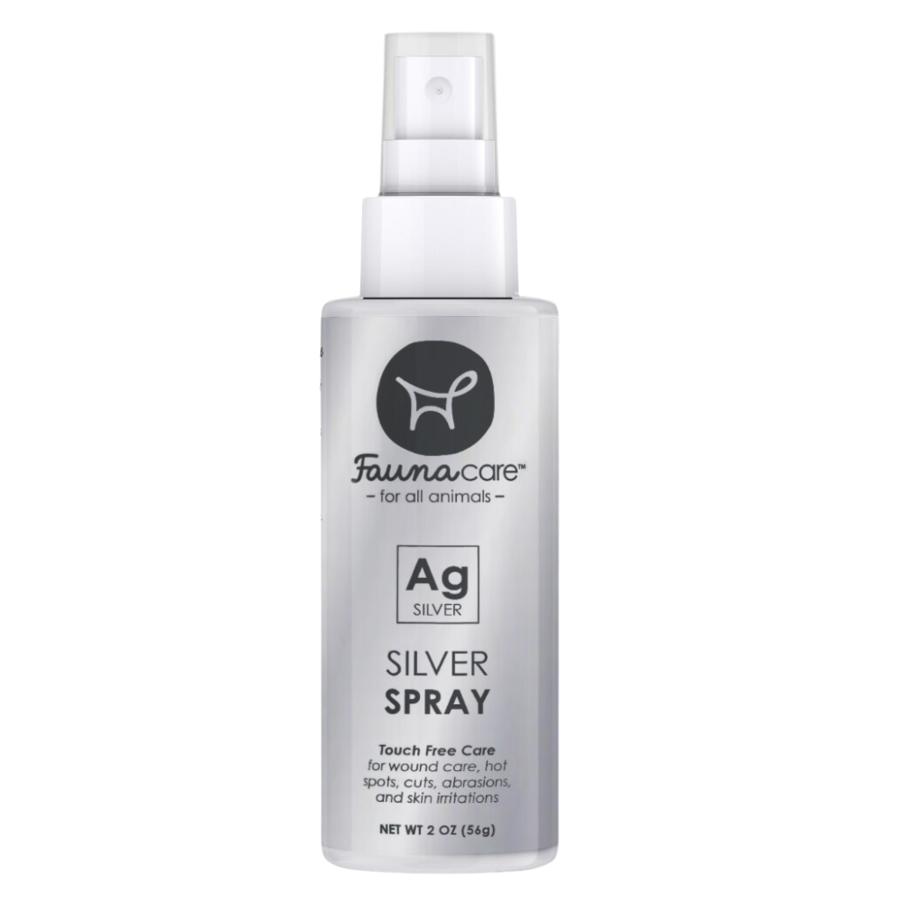 A 2oz bottle of Silver Spray designed for wound care and skin healing, featuring a spray nozzle for easy application.