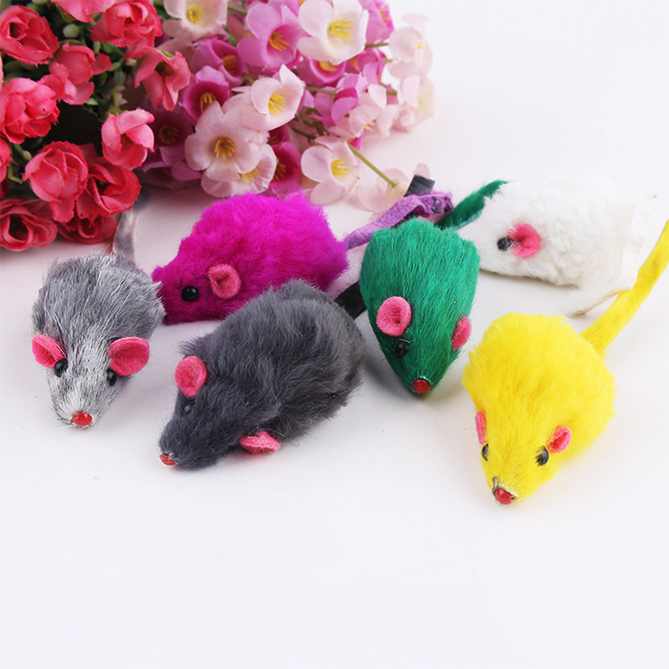 A colorful assortment of 10 plush mouse cat toys, featuring soft textures and various colors, perfect for interactive play with cats.