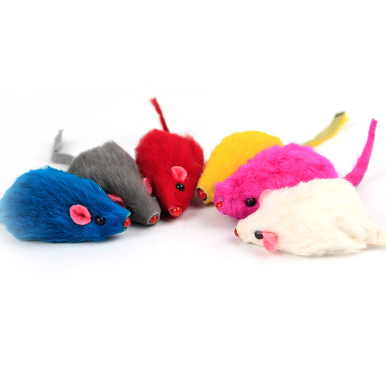 A colorful assortment of 10 plush mouse cat toys, featuring soft textures and various colors, perfect for interactive play with cats.