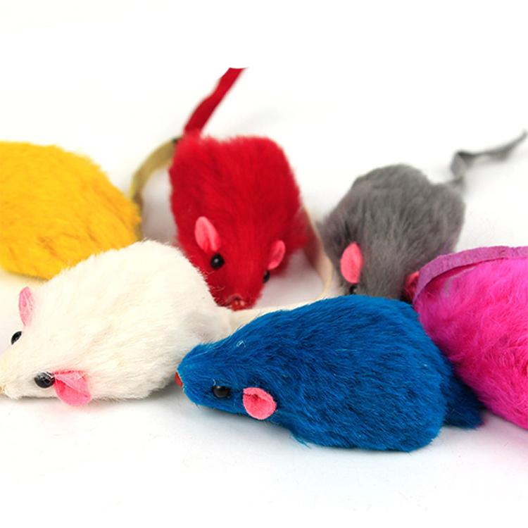 A colorful assortment of 10 plush mouse cat toys, featuring soft textures and various colors, perfect for interactive play with cats.