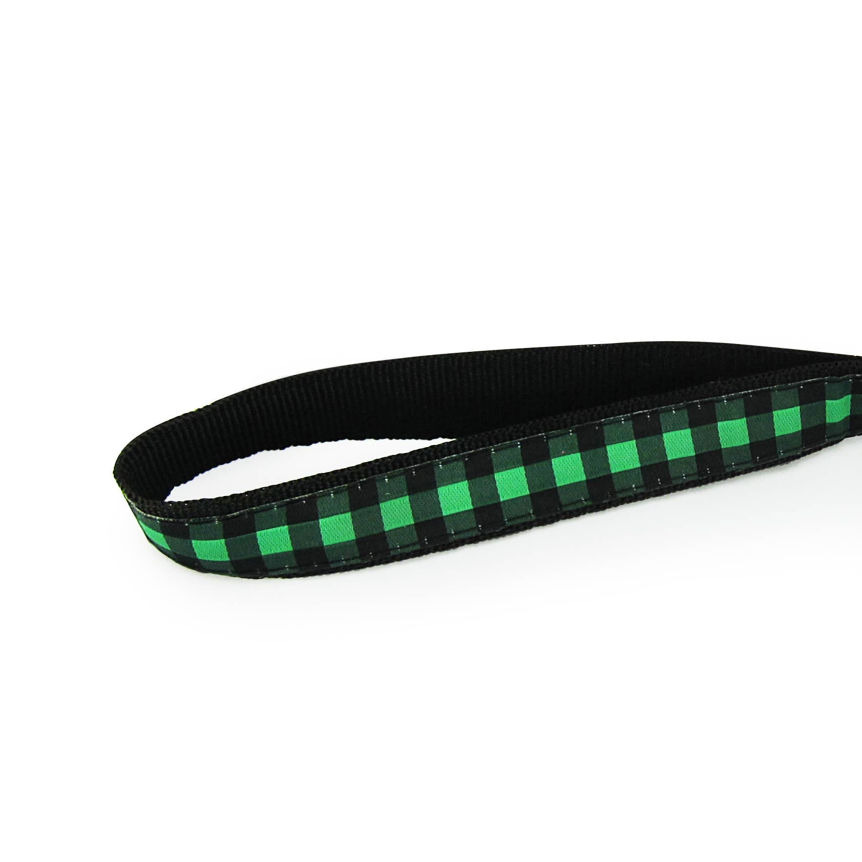 Buffalo Plaid Tennis Ball Toss Toy featuring a durable nylon loop handle and a non-pressurized Tuff Ball, perfect for fetch and tug-of-war.