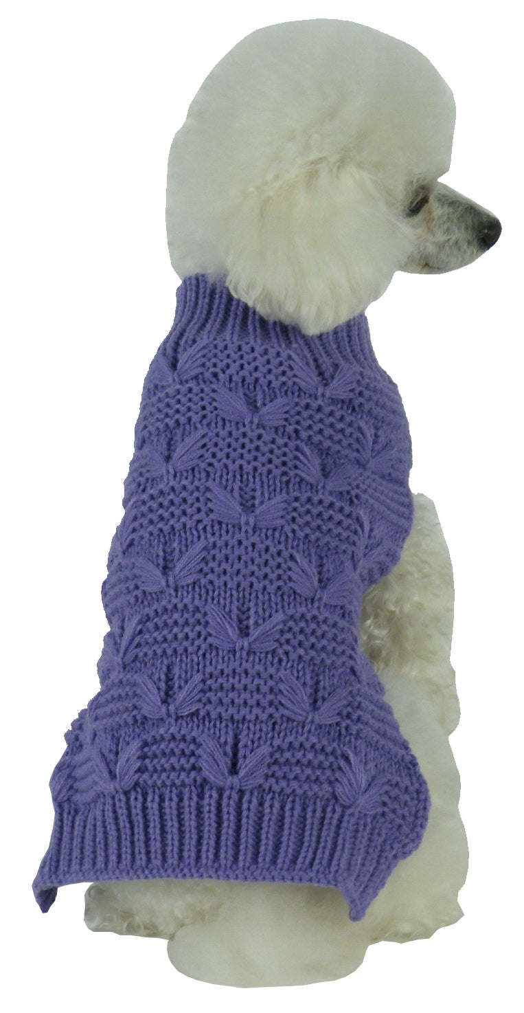 Butterfly Stitched Heavy Cable Knitted Fashion Turtle Neck Dog Sweater in various colors, showcasing its soft fabric and stylish design.