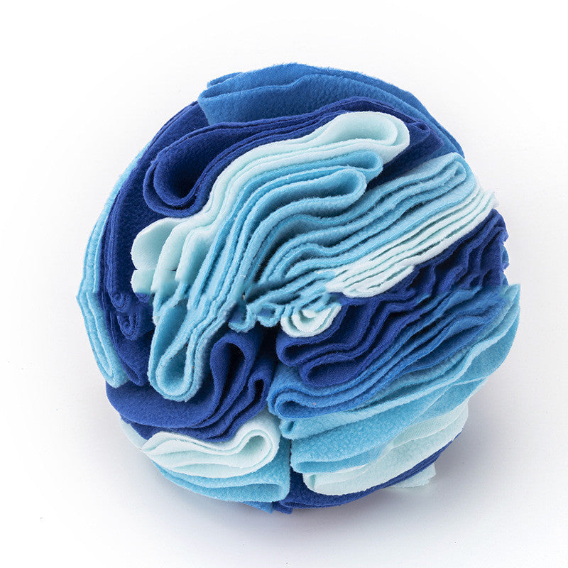 A colorful Dog Sniffing Training Blanket Snuffle Ball Mat made of soft polar fleece, featuring multiple folds and pockets for hiding treats, designed for engaging dogs in foraging activities.