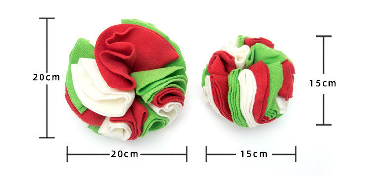 A colorful Dog Sniffing Training Blanket Snuffle Ball Mat made of soft polar fleece, featuring multiple folds and pockets for hiding treats, designed for engaging dogs in foraging activities.