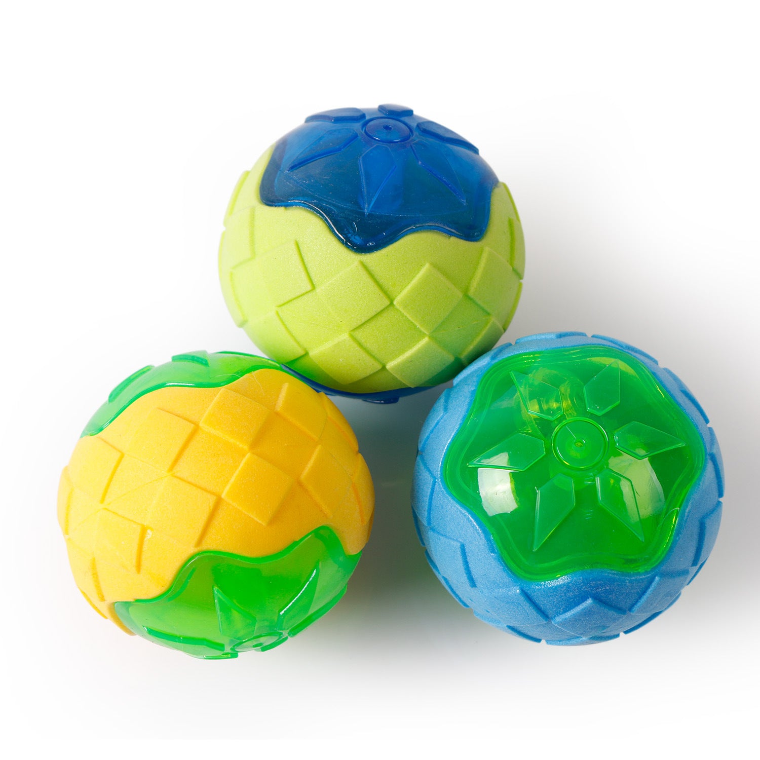 A colorful Dog Toy Ball made of TPR, featuring a glowing design and audible sound, perfect for engaging play and dental health.